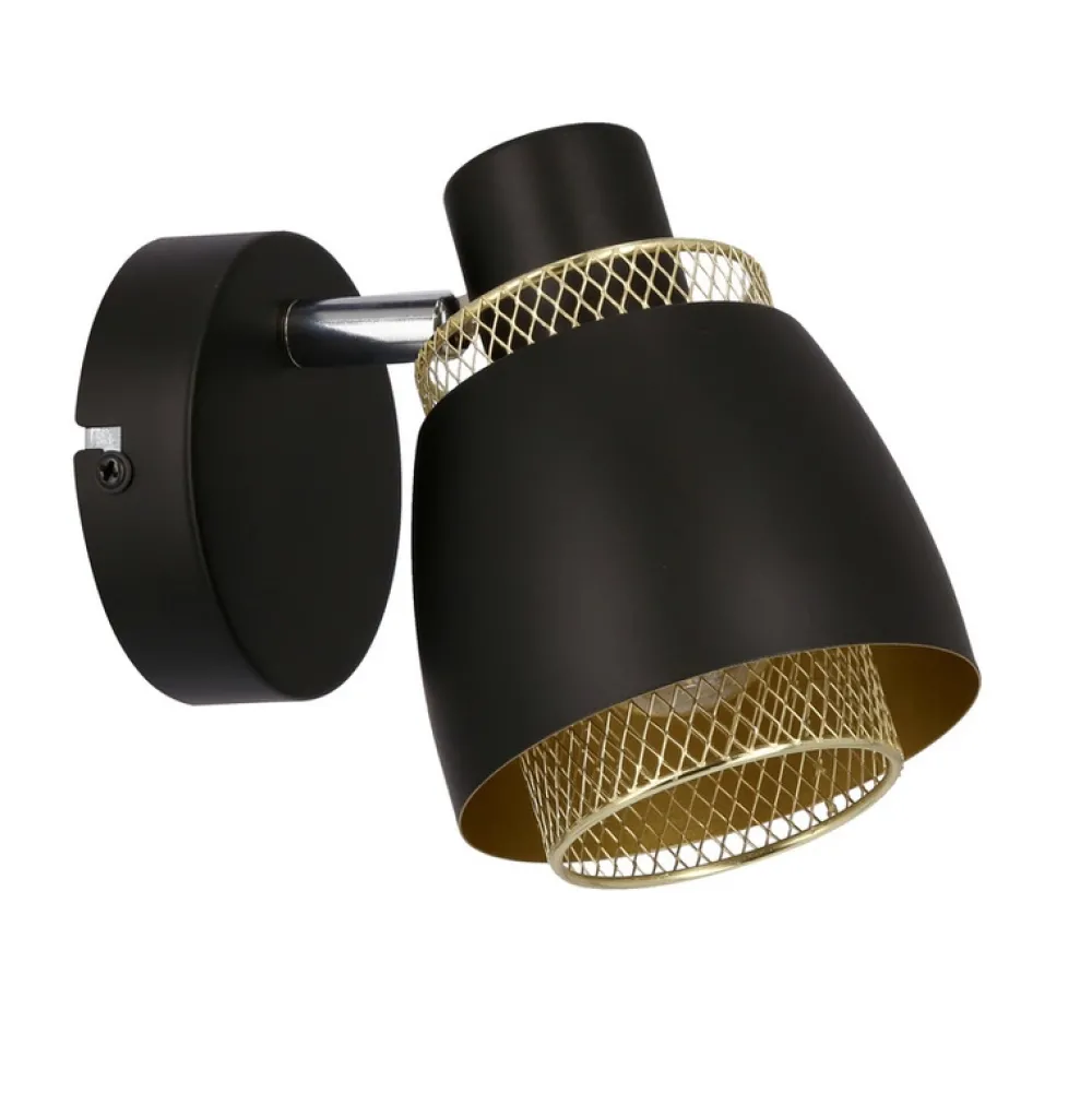 Oświetlenie Przedpokoju|Oświetlenie Jadalni>Candellux Lighting Aleksandria lampa kinkiet czarny 1x40w e14 klosz czarny+złoty