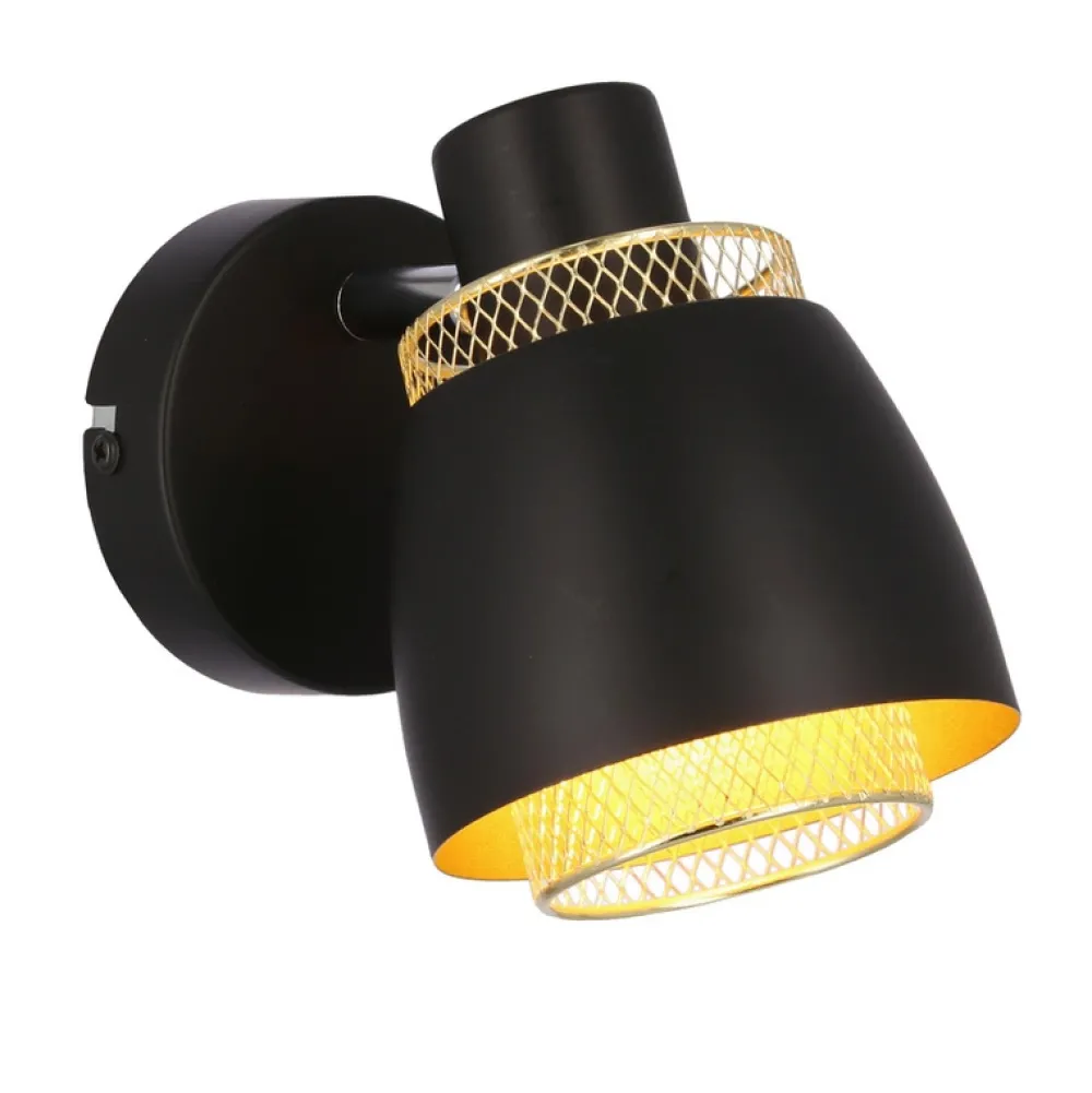 Oświetlenie Przedpokoju|Oświetlenie Jadalni>Candellux Lighting Aleksandria lampa kinkiet czarny 1x40w e14 klosz czarny+złoty