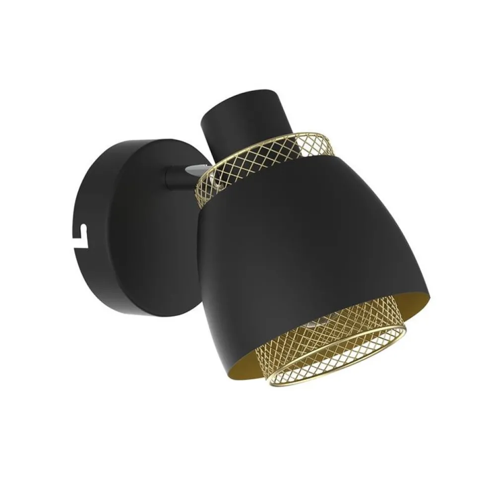 Oświetlenie Przedpokoju|Oświetlenie Jadalni>Candellux Lighting Aleksandria lampa kinkiet czarny 1x40w e14 klosz czarny+złoty