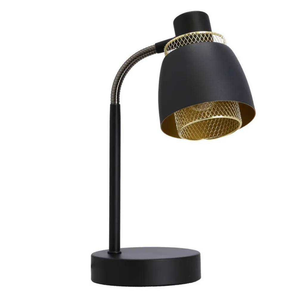 Oświetlenie Pokoju Dziecięcego|Oświetlenie Sypialni>Candellux Lighting Aleksandria lampa stołowa czarny 1x40w e14 klosz czarny+złoty