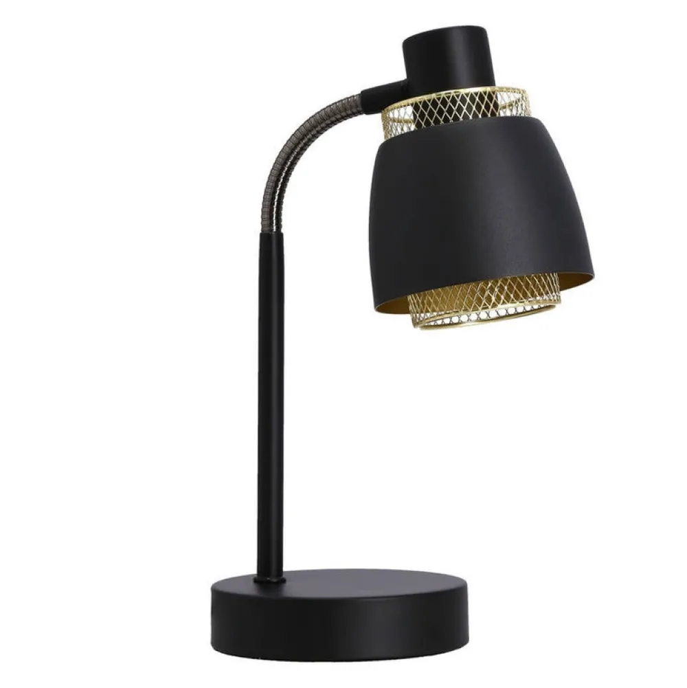 Oświetlenie Pokoju Dziecięcego|Oświetlenie Sypialni>Candellux Lighting Aleksandria lampa stołowa czarny 1x40w e14 klosz czarny+złoty