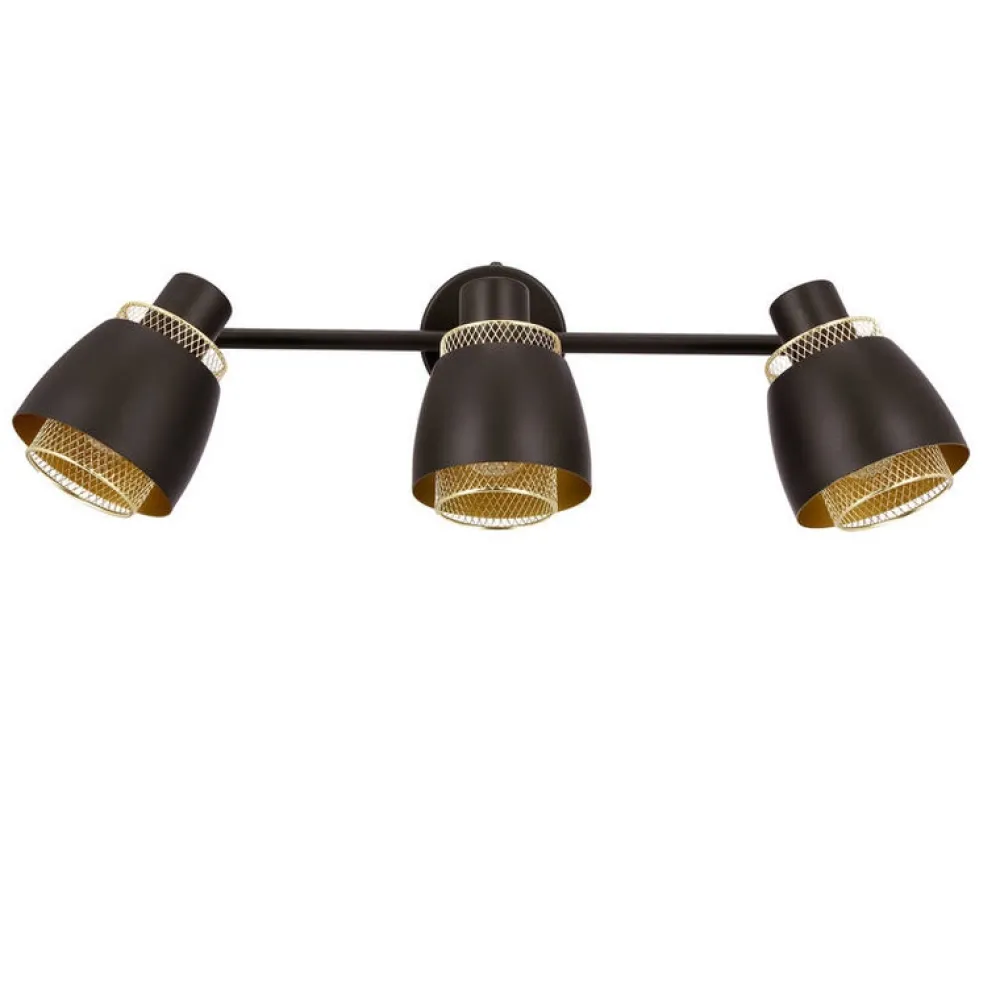 Oświetlenie Przedpokoju|Oświetlenie Jadalni>Candellux Lighting Aleksandria lampa sufitowa listwa czarny 3x40w e14 klosz czarny+złoty