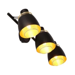 Oświetlenie Przedpokoju|Oświetlenie Jadalni>Candellux Lighting Aleksandria lampa sufitowa listwa czarny 3x40w e14 klosz czarny+złoty