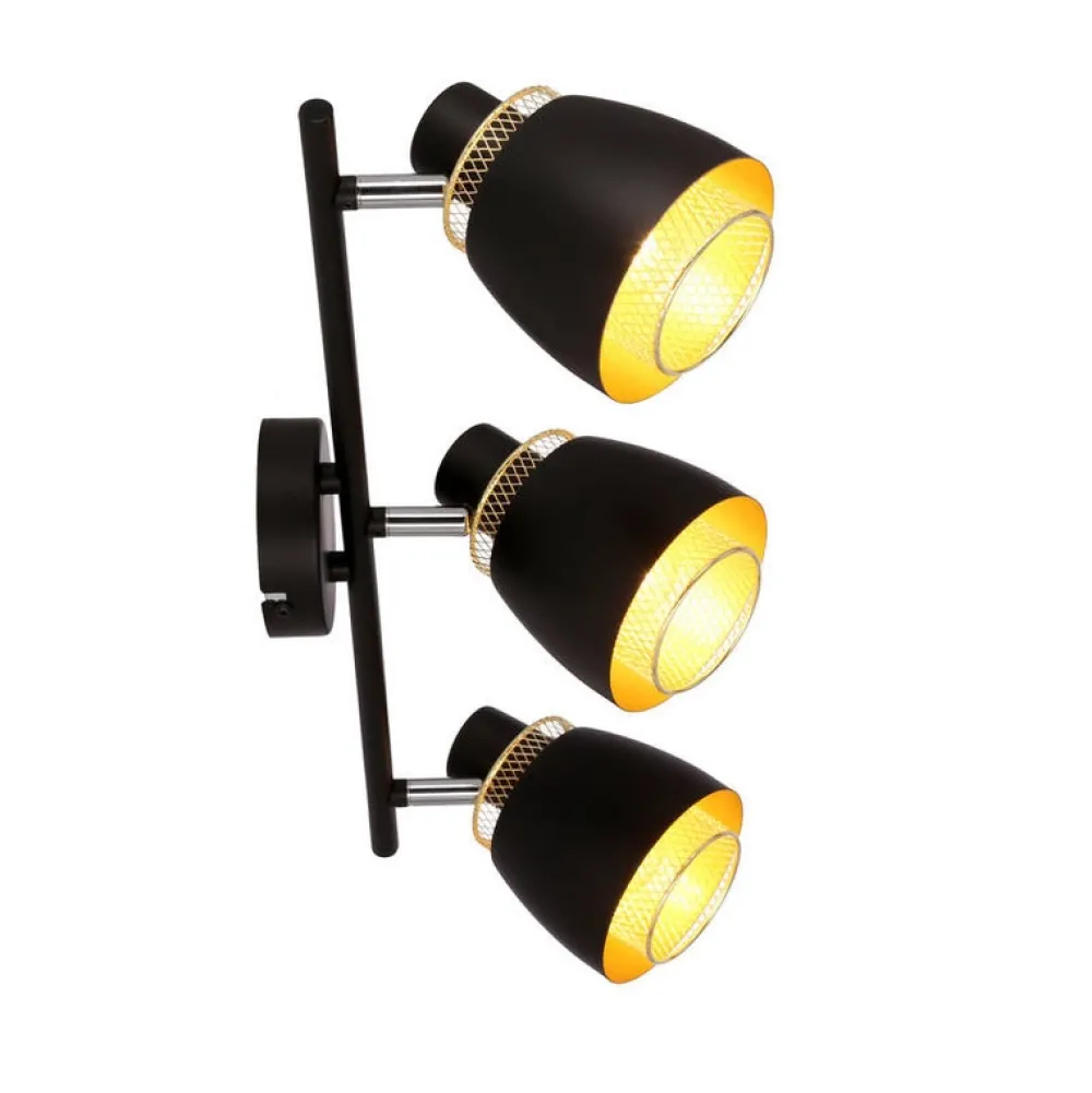 Oświetlenie Przedpokoju|Oświetlenie Jadalni>Candellux Lighting Aleksandria lampa sufitowa listwa czarny 3x40w e14 klosz czarny+złoty