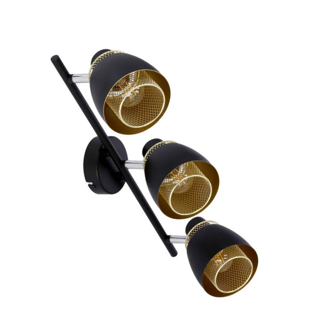 Oświetlenie Przedpokoju|Oświetlenie Jadalni>Candellux Lighting Aleksandria lampa sufitowa listwa czarny 3x40w e14 klosz czarny+złoty