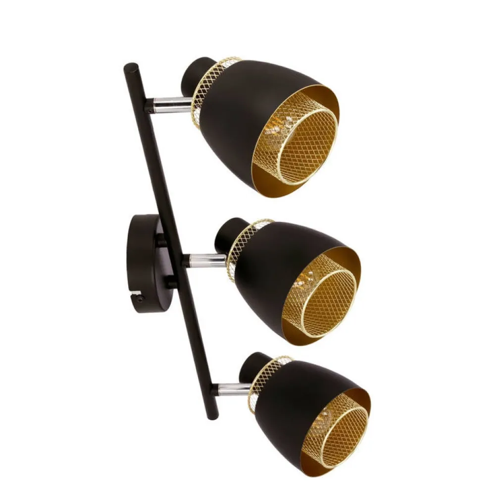 Oświetlenie Przedpokoju|Oświetlenie Jadalni>Candellux Lighting Aleksandria lampa sufitowa listwa czarny 3x40w e14 klosz czarny+złoty