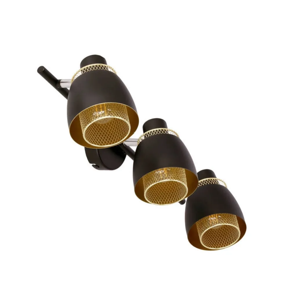 Oświetlenie Przedpokoju|Oświetlenie Jadalni>Candellux Lighting Aleksandria lampa sufitowa listwa czarny 3x40w e14 klosz czarny+złoty