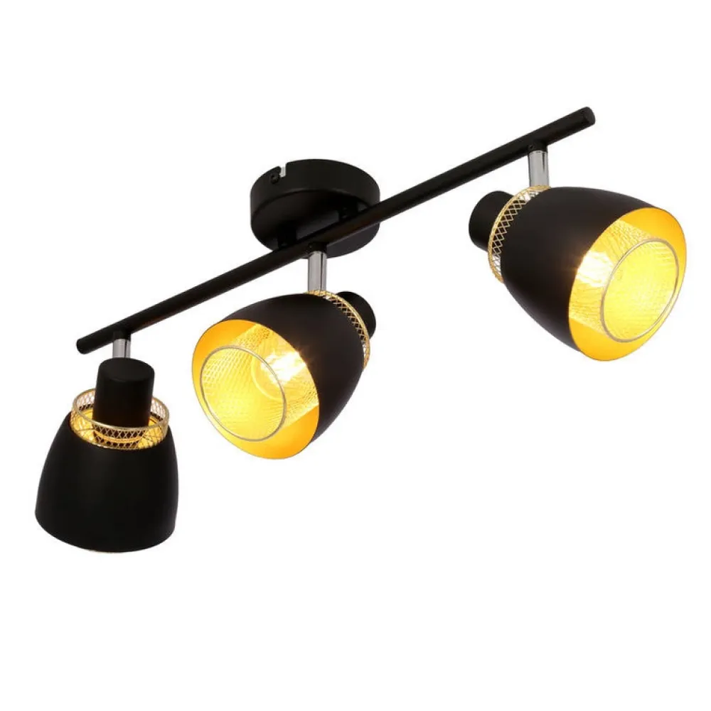 Oświetlenie Przedpokoju|Oświetlenie Jadalni>Candellux Lighting Aleksandria lampa sufitowa listwa czarny 3x40w e14 klosz czarny+złoty