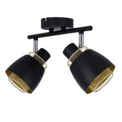 Oświetlenie Jadalni|Oświetlenie Sypialni>Candellux Lighting Aleksandria lampa sufitowa listwa czarny 2x40w e14 klosz czarny+złoty