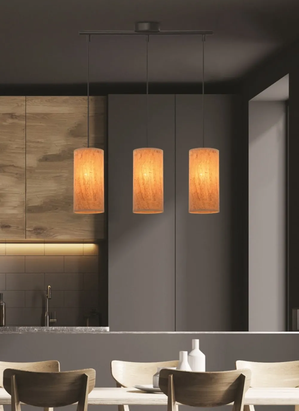 Oświetlenie Przedpokoju|Oświetlenie Jadalni>Candellux Lighting Aragona lampa wisząca czarny 3x60 e27 abażur korkowy