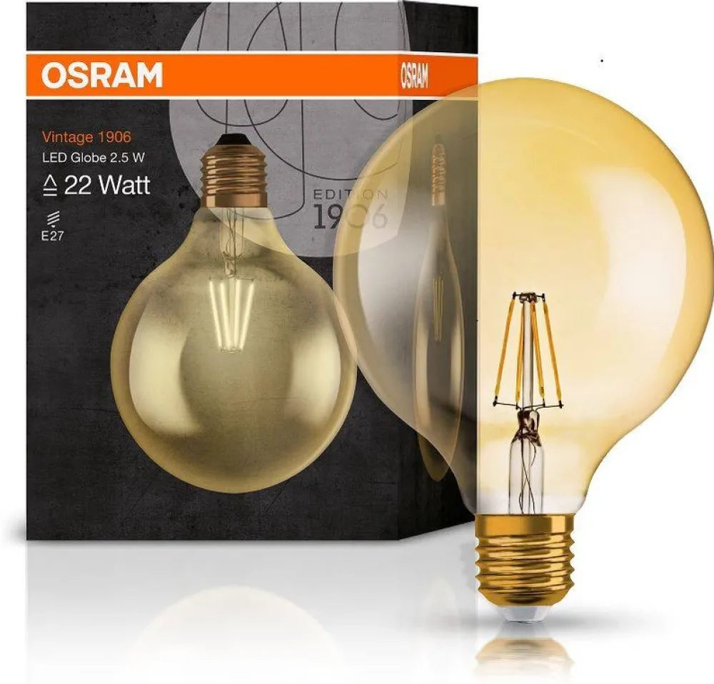 Żarówki>Osram Żarówka LED E27 2,5W 220LM 2400K VINTAGE GLOBE125 22