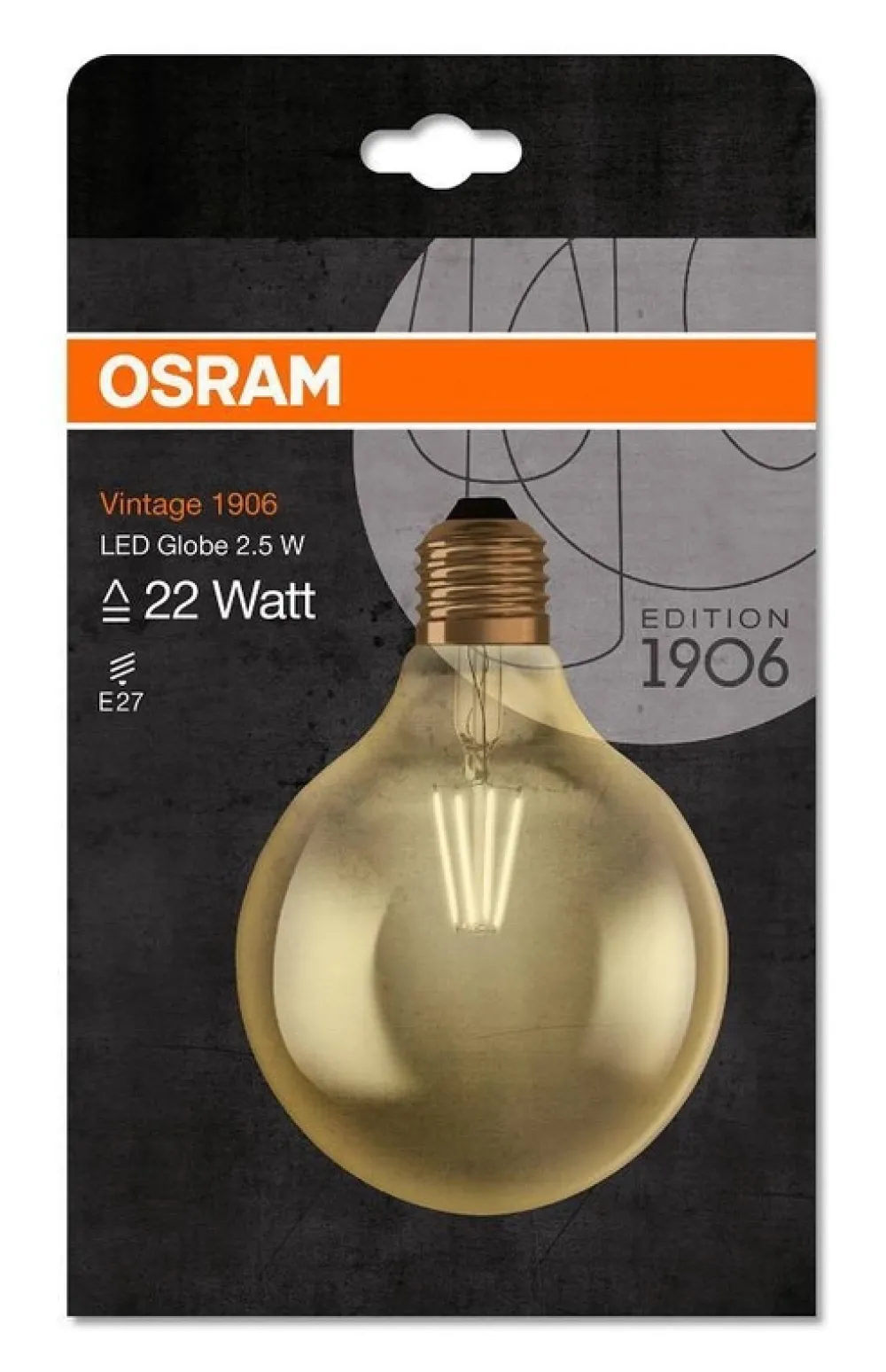 Żarówki>Osram Żarówka LED E27 2,5W 220LM 2400K VINTAGE GLOBE125 22