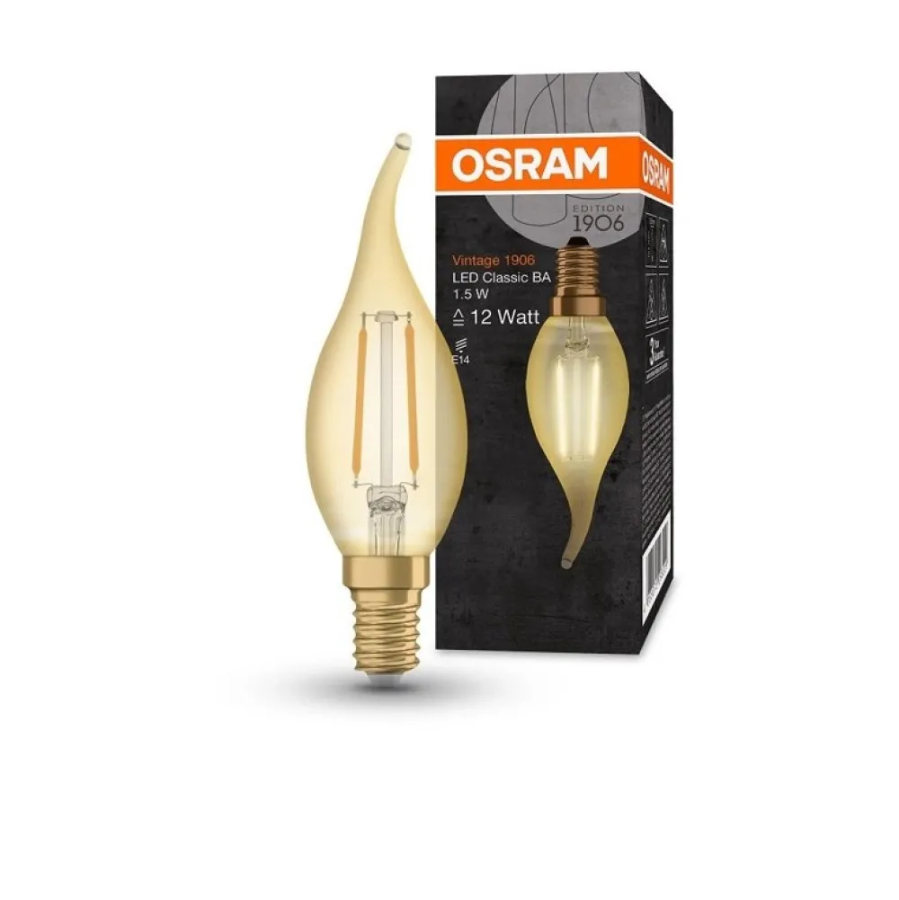 Żarówki>Osram Żarówka LED E14 1,5W 120LM 2400K VINTAGE BA12 świeca
