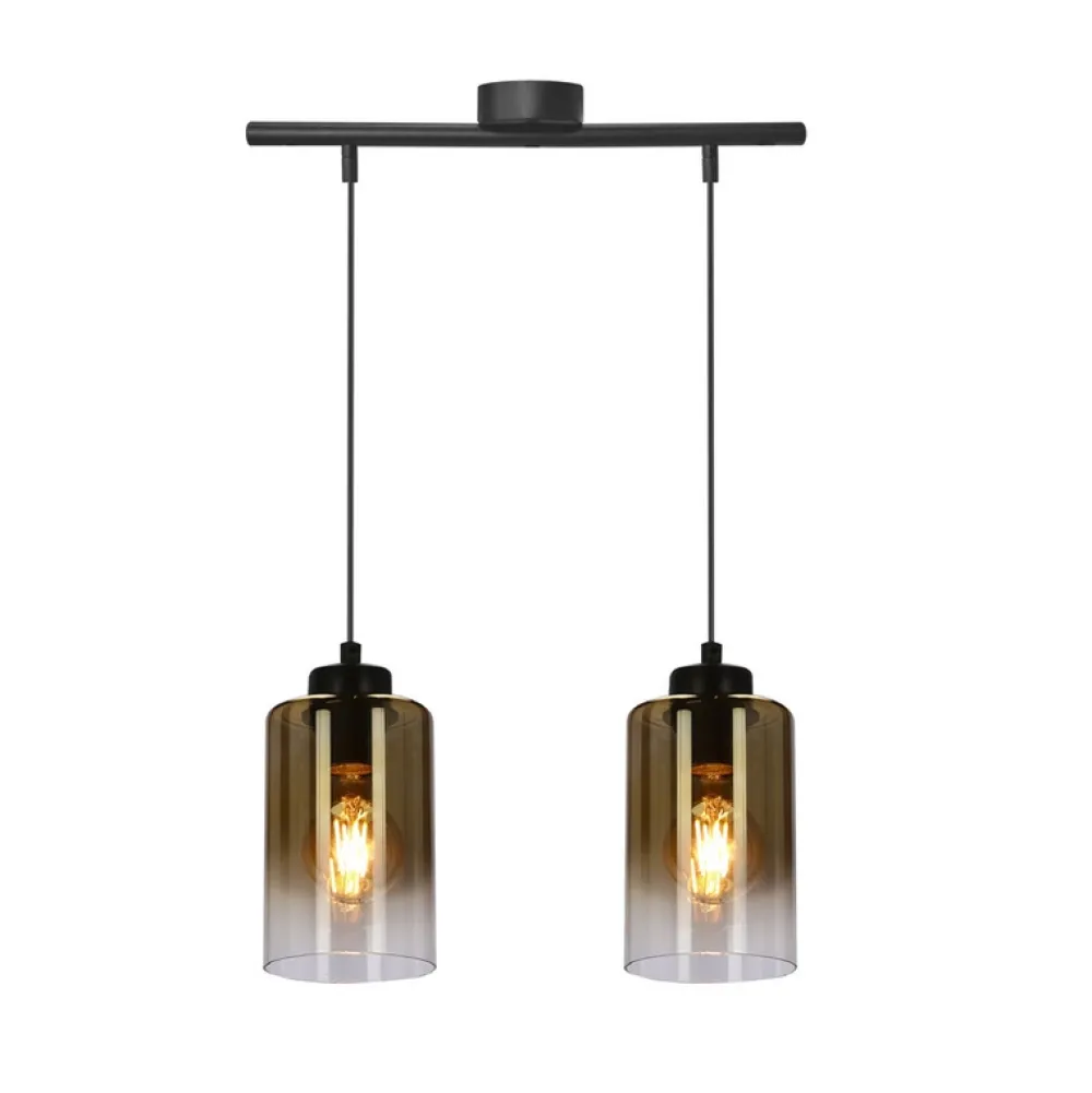 Oświetlenie Przedpokoju|Oświetlenie Jadalni>Candellux Lighting Aspra lampa wisząca czarny 2x60w e27 klosz bursztynowy