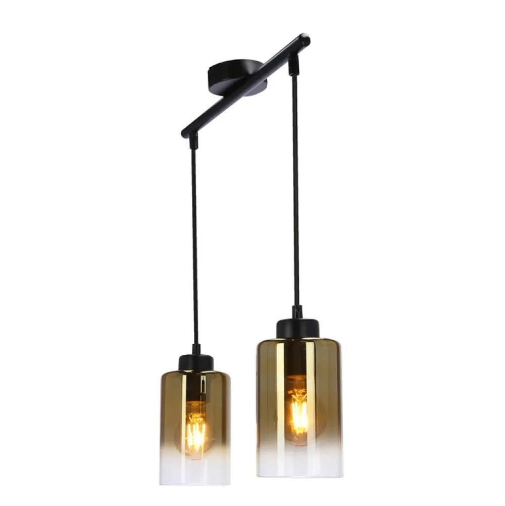 Oświetlenie Przedpokoju|Oświetlenie Jadalni>Candellux Lighting Aspra lampa wisząca czarny 2x60w e27 klosz bursztynowy