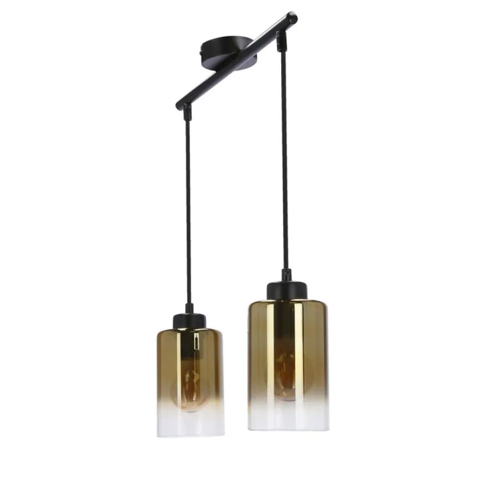 Oświetlenie Przedpokoju|Oświetlenie Jadalni>Candellux Lighting Aspra lampa wisząca czarny 2x60w e27 klosz bursztynowy