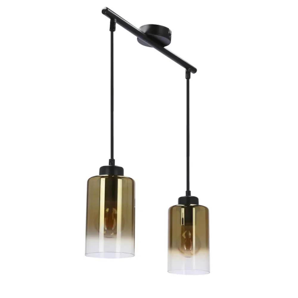 Oświetlenie Przedpokoju|Oświetlenie Jadalni>Candellux Lighting Aspra lampa wisząca czarny 2x60w e27 klosz bursztynowy