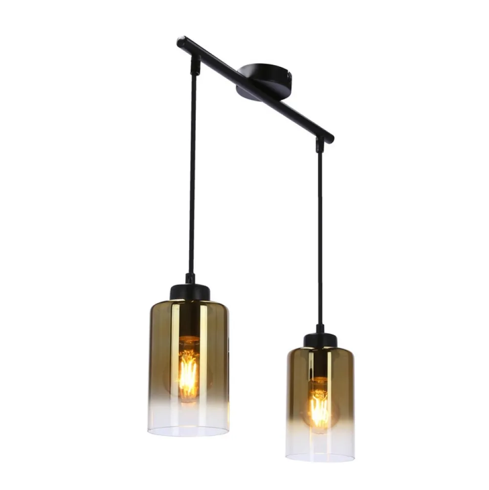 Oświetlenie Przedpokoju|Oświetlenie Jadalni>Candellux Lighting Aspra lampa wisząca czarny 2x60w e27 klosz bursztynowy