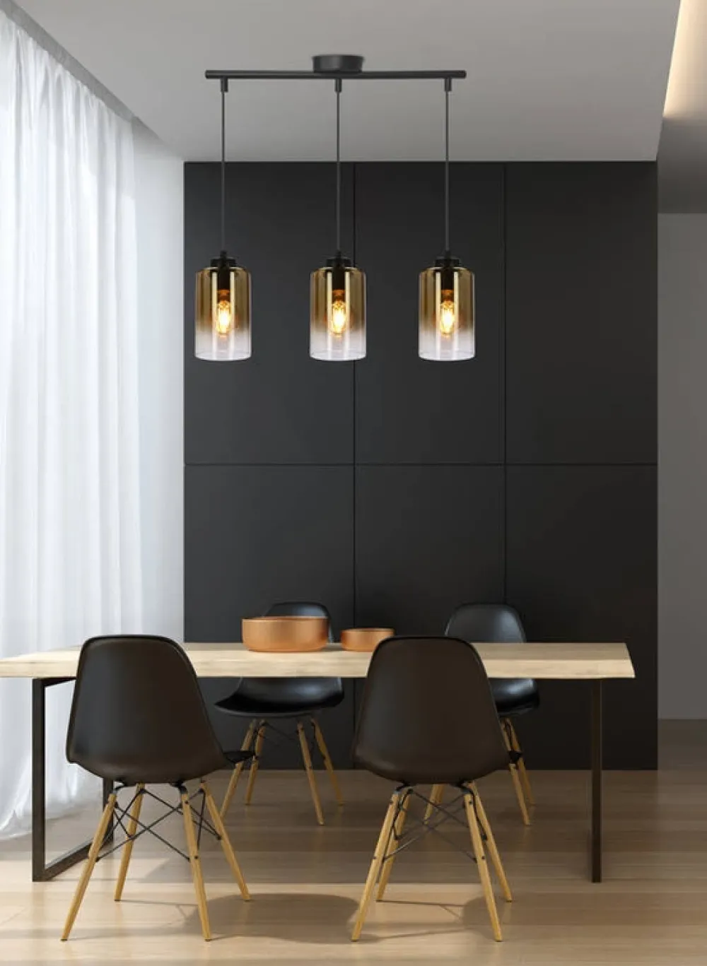 Oświetlenie Przedpokoju|Oświetlenie Jadalni>Candellux Lighting Aspra lampa wisząca czarny 3x60w e27 klosz bursztynowy