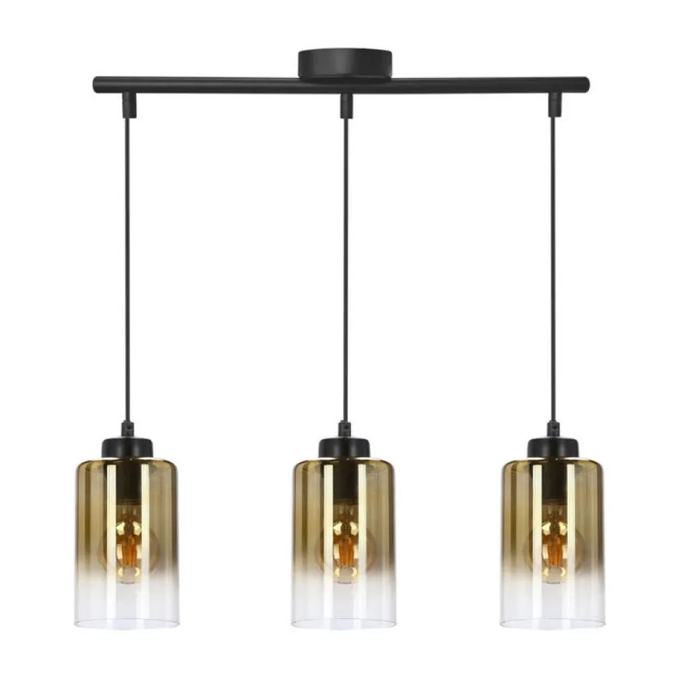 Oświetlenie Przedpokoju|Oświetlenie Jadalni>Candellux Lighting Aspra lampa wisząca czarny 3x60w e27 klosz bursztynowy