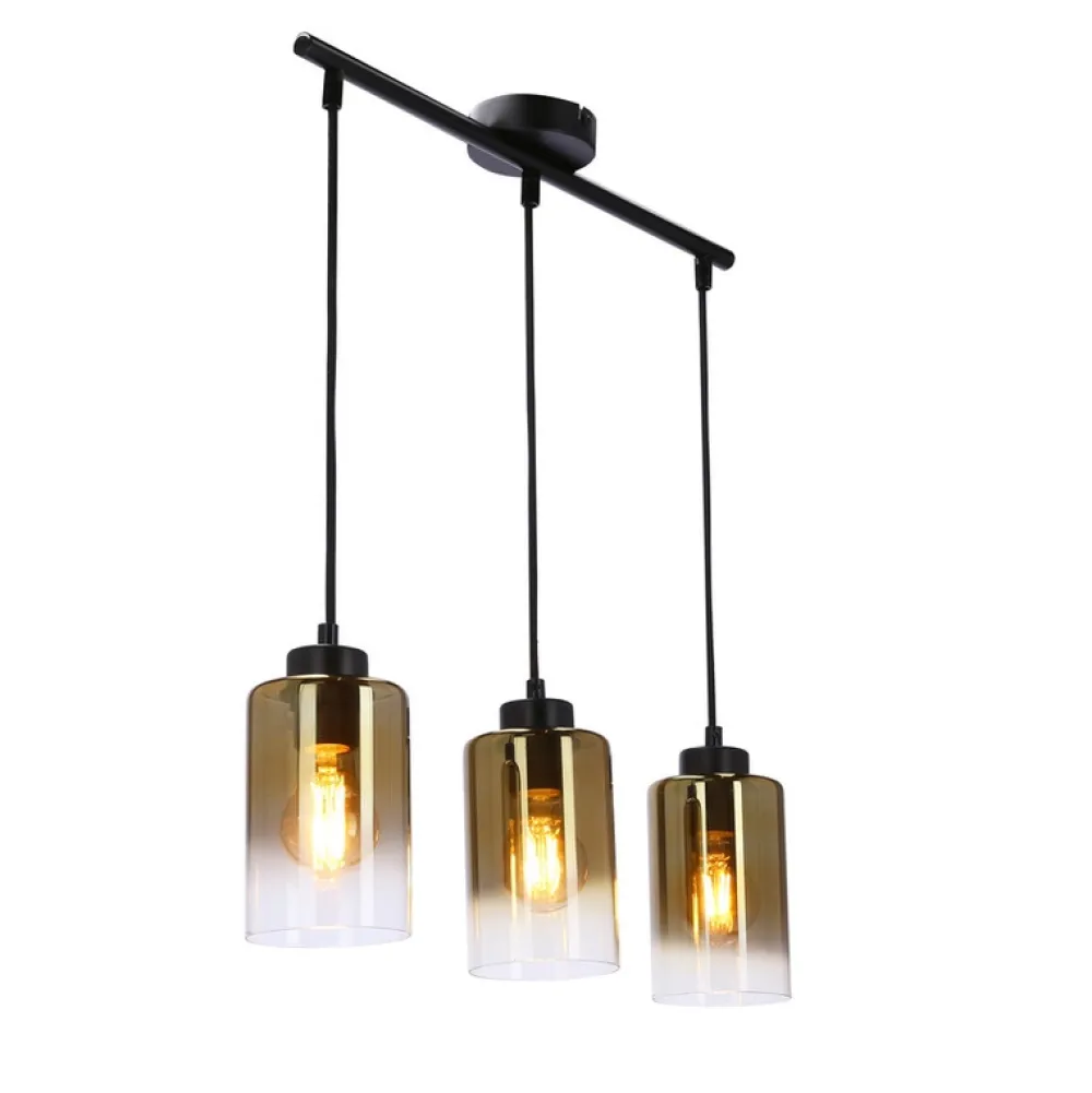 Oświetlenie Przedpokoju|Oświetlenie Jadalni>Candellux Lighting Aspra lampa wisząca czarny 3x60w e27 klosz bursztynowy