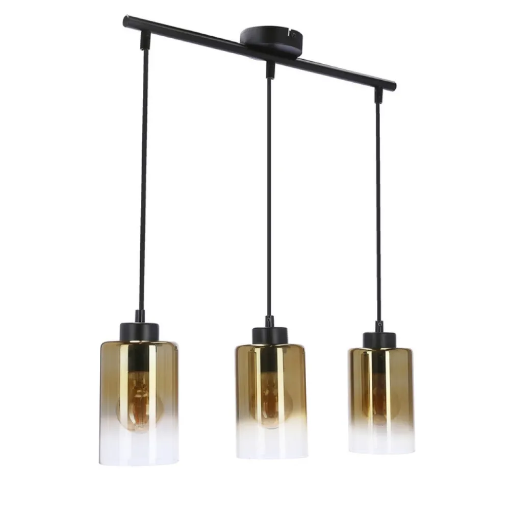 Oświetlenie Przedpokoju|Oświetlenie Jadalni>Candellux Lighting Aspra lampa wisząca czarny 3x60w e27 klosz bursztynowy