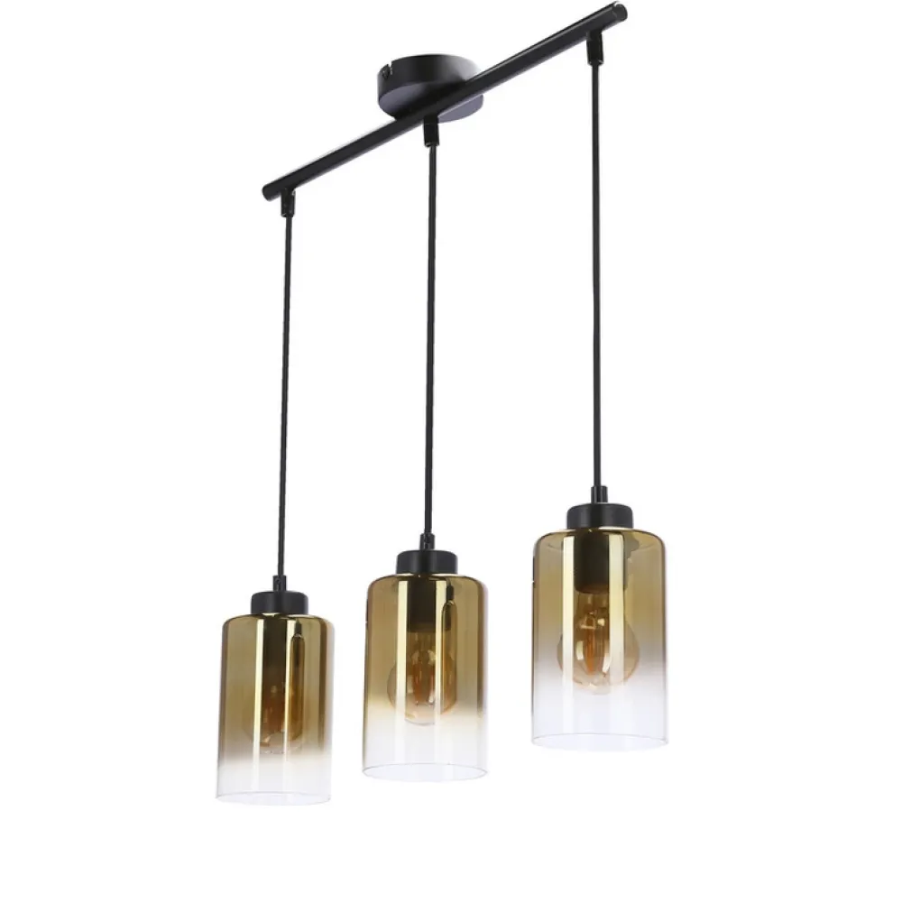 Oświetlenie Przedpokoju|Oświetlenie Jadalni>Candellux Lighting Aspra lampa wisząca czarny 3x60w e27 klosz bursztynowy