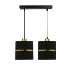 Oświetlenie Przedpokoju|Oświetlenie Jadalni>Candellux Lighting Assam lampa wisząca czarny+złoty 2x60w e27 abażur czarny+złoty pasek