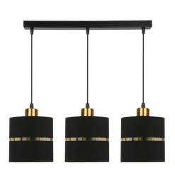 Oświetlenie Przedpokoju|Oświetlenie Jadalni>Candellux Lighting Assam lampa wisząca czarny+złoty 3x60w e27 abażur czarny+złoty pasek