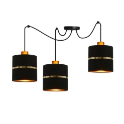 Oświetlenie Przedpokoju|Oświetlenie Jadalni>Candellux Lighting Assam p lampa wisząca czarny+złoty 3x60w e27 abażur czarny+złoty pasek