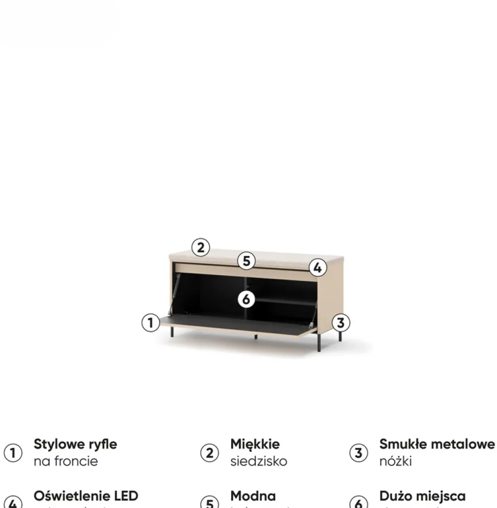 Garderoby|Zestawy Mebli Do Przedpokoju>lenart. Ławka do przedpokoju 101 cm wiatrołapu z oświetleniem LED i półką na buty TREND