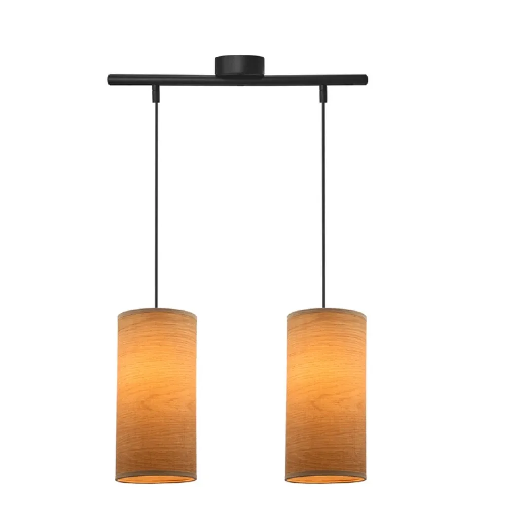 Oświetlenie Przedpokoju|Oświetlenie Jadalni>Candellux Lighting Ballo lampa wisząca czarny 2x60 e27 abażur orzechowy