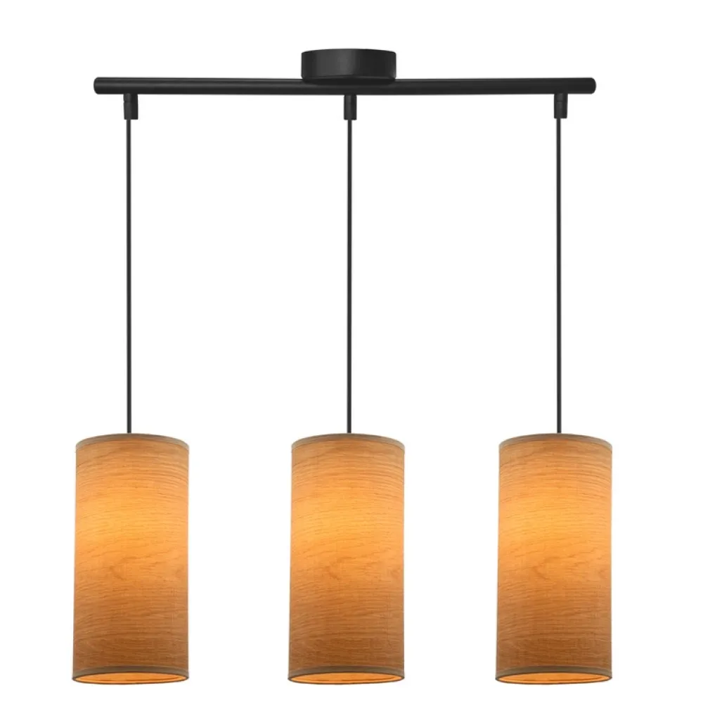 Oświetlenie Przedpokoju|Oświetlenie Jadalni>Candellux Lighting Ballo lampa wisząca czarny 3x60 e27 abażur orzechowy