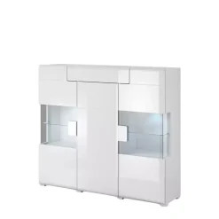 Zestawy Mebli Do Salonu|Komody>Helvetia Barek na alkohol TENDER połysk ze wstawkami biały