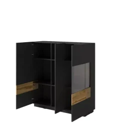 Komody>Helvetia Barek szeroki 130 cm KOBE biały połysk i beton