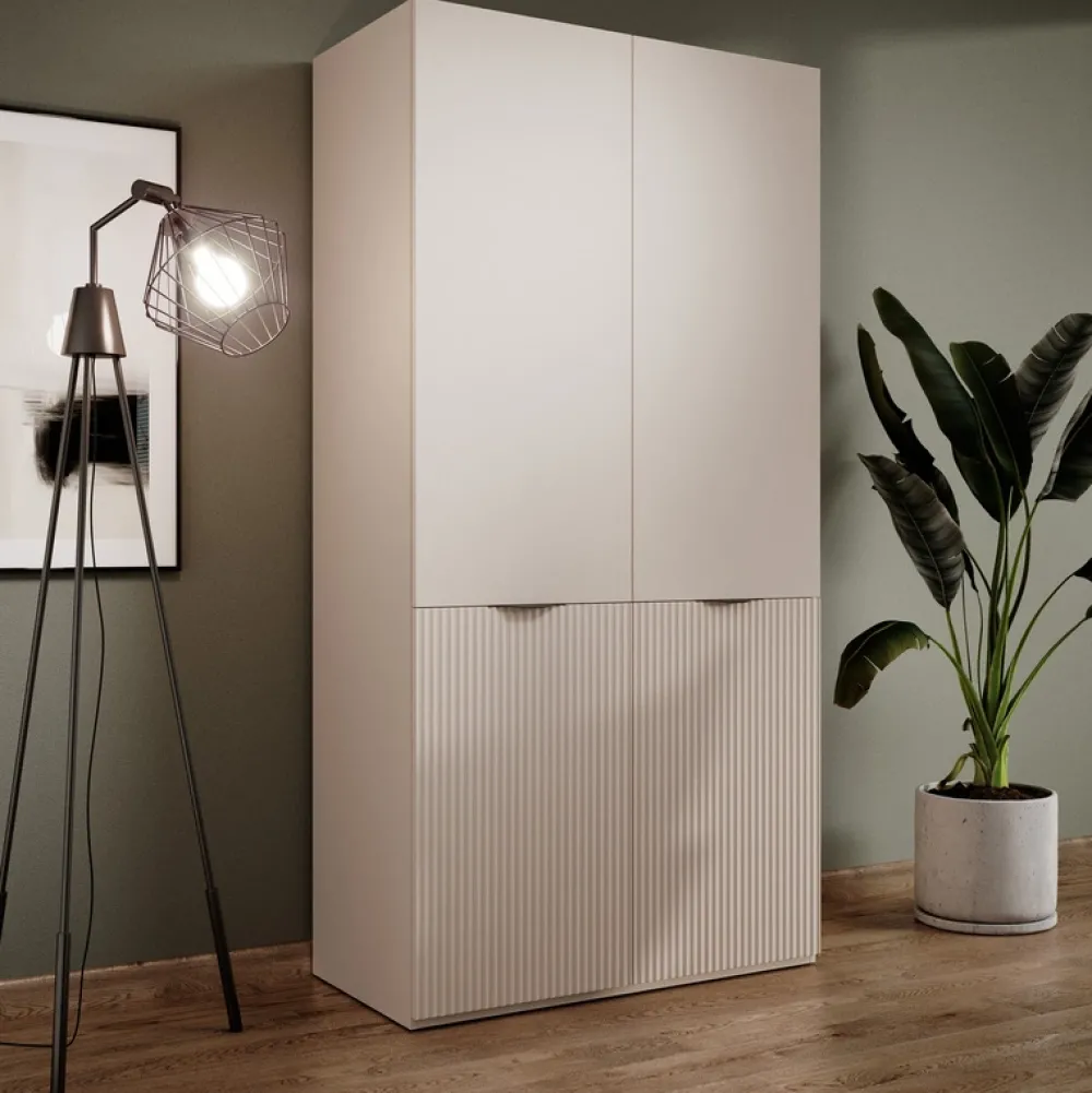 Meble Dla Dzieci|Zestawy Mebli Do Przedpokoju>PIASKI owa dwudrzwiowa szafa modułowa z półkami i drążkami 101 cm SIGMA beż