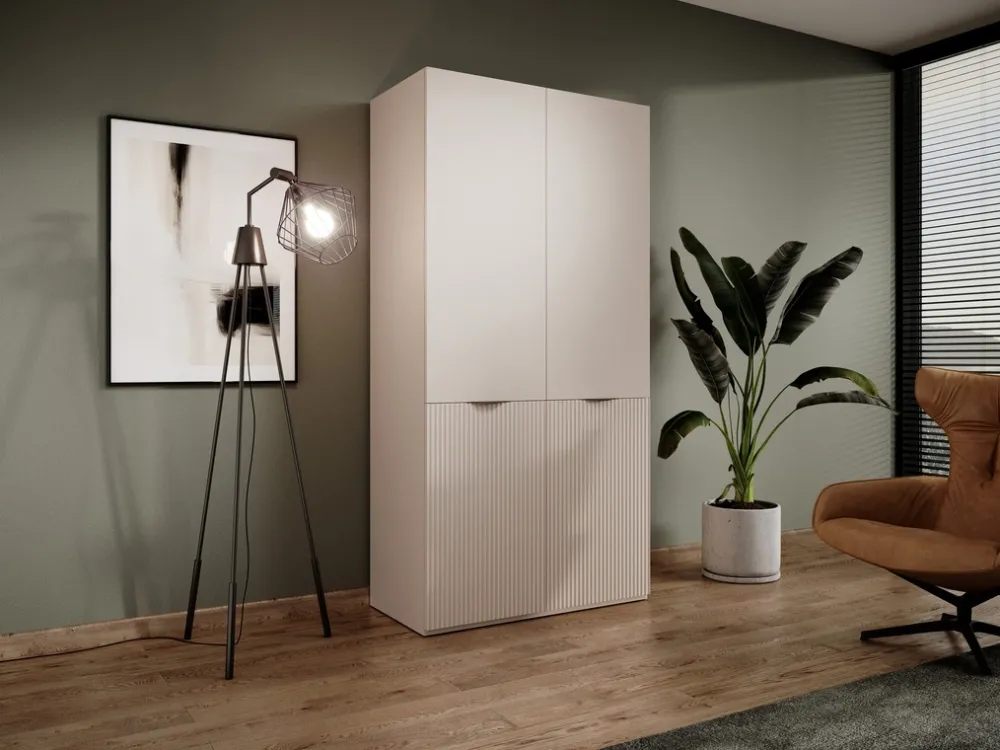 Meble Dla Dzieci|Zestawy Mebli Do Przedpokoju>PIASKI owa dwudrzwiowa szafa modułowa z półkami i drążkami 101 cm SIGMA beż