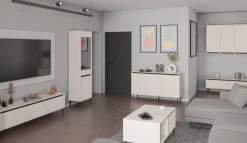 Zestawy Mebli Do Salonu|Szafki Nocne>Lempert Beżowa frezowana szafka nocna 52 cm z szufladą OMEGA beż piaskowy