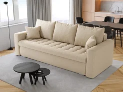 Meble Młodzieżowe|Kanapy I Sofy>BROMARKT Beżowa kanapa do salonu z funkcją spania i pojemnikiem LUIS
