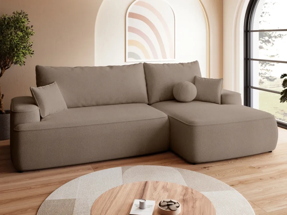 Meble Dla Dzieci|Meble Młodzieżowe>BROMARKT Beżowa kanapa narożna do salonu z funkcją spania CARMELLO