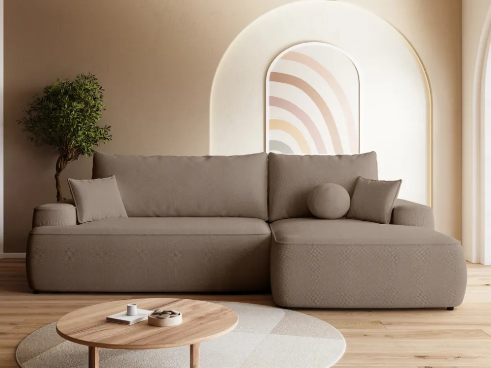 Meble Dla Dzieci|Meble Młodzieżowe>BROMARKT Beżowa kanapa narożna do salonu z funkcją spania CARMELLO