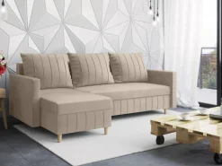 Meble Dla Dzieci|Meble Młodzieżowe>Rimal Beżowa kanapa narożna z funkcją spania do salonu FOCUS