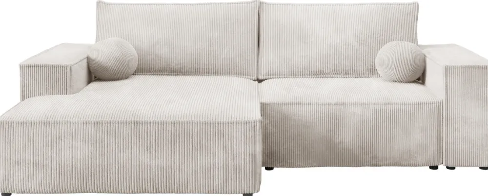 Meble Dla Dzieci|Meble Młodzieżowe>BROMARKT Beżowa kanapa rogowa z funkcją spania do salonu sztruksowa PABLO MINI
