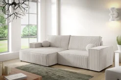Meble Dla Dzieci|Meble Młodzieżowe>BROMARKT Beżowa kanapa rogowa z funkcją spania do salonu sztruksowa PABLO MINI