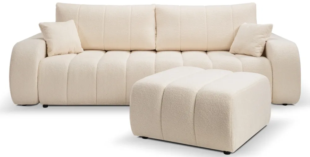 Meble Dla Dzieci|Meble Młodzieżowe>LASKI Beżowa kanapa rozkładana do salonu BLISS z pojemnikiem