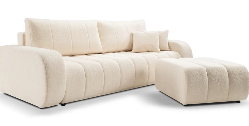 Meble Dla Dzieci|Meble Młodzieżowe>LASKI Beżowa kanapa rozkładana do salonu BLISS z pojemnikiem