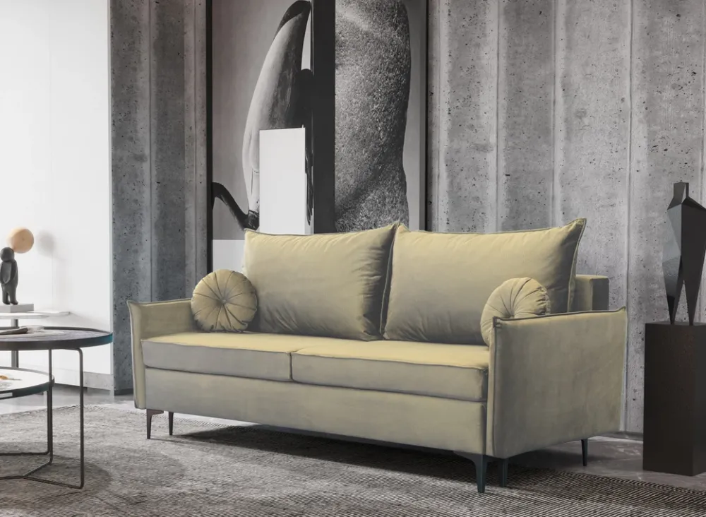 Kanapy I Sofy|Meble Dla Dzieci>UNISTYL MEBLE Beżowa kanapa z funkcją spania do salonu na nóżkach LIVO