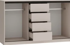 Komody>BROMARKT Beżowa komoda 160 cm do sypialni z drążkami i szufladami LOFT beż piaskowy