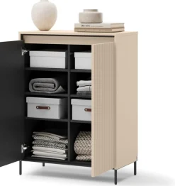 Komody>lenart. Beżowa komoda do przedpokoju garderoby z oświetleniem TREND