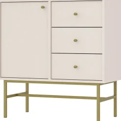 Komody>Lempert Beżowa komoda do salonu z drzwiami i szufladami 84 cm TOKEN beż piaskowy